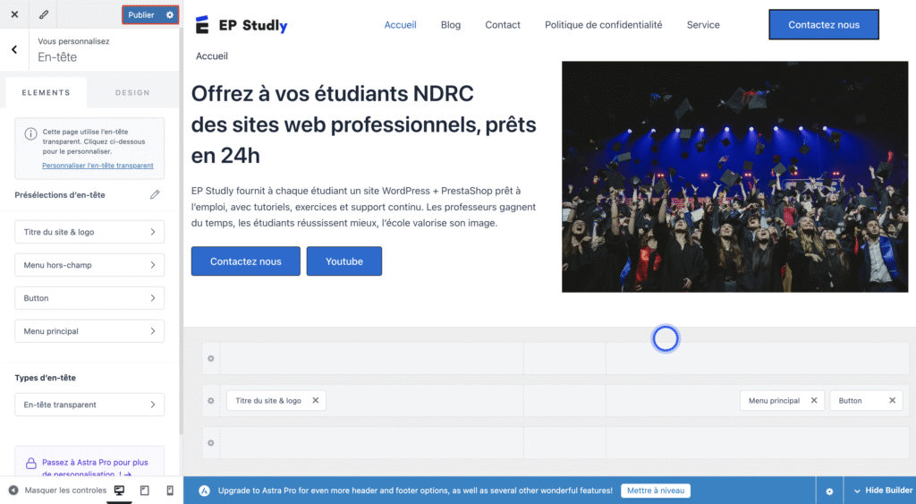 Publier et vérifier le bon fonctionnement de votre menu wordpress