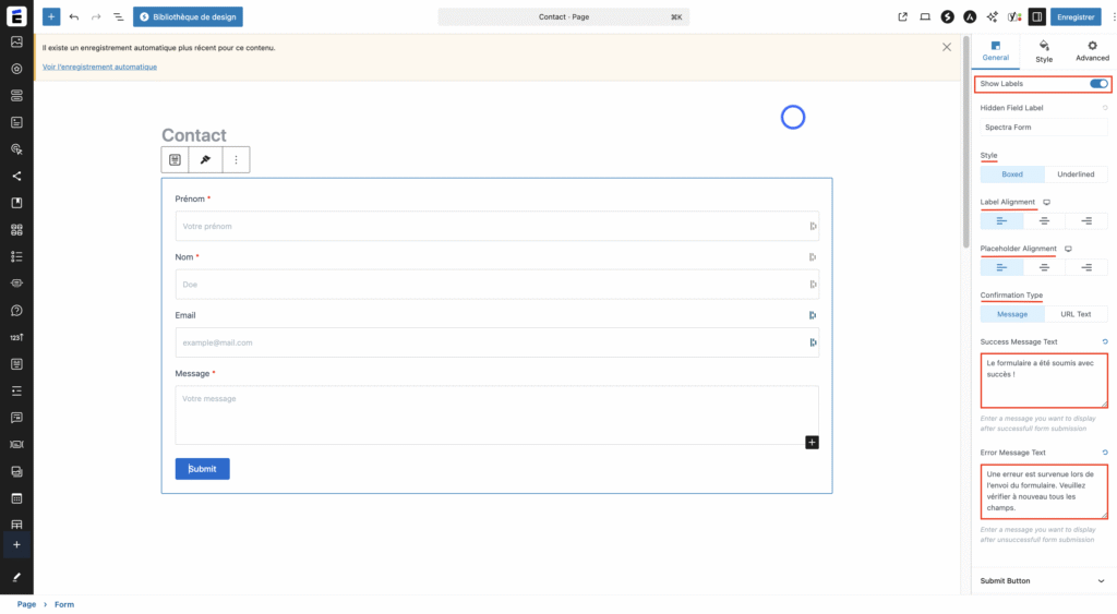 Régler l’affichage et traduire les messages