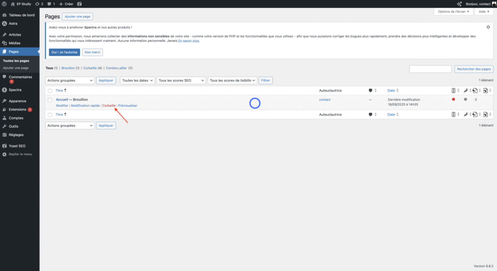 Modifier ou supprimer une page existante