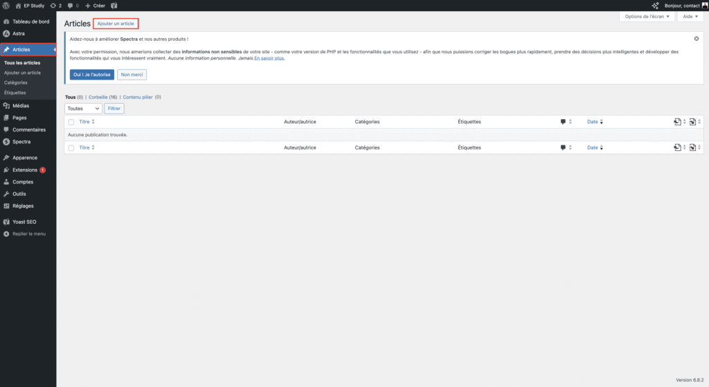 Créer un article de blog