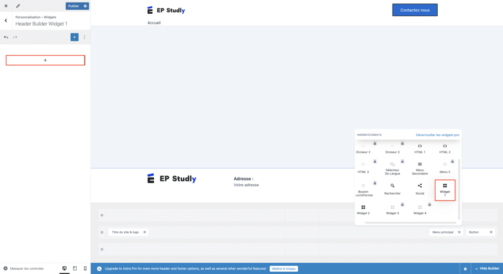 Sélectionner le widget numéro 1