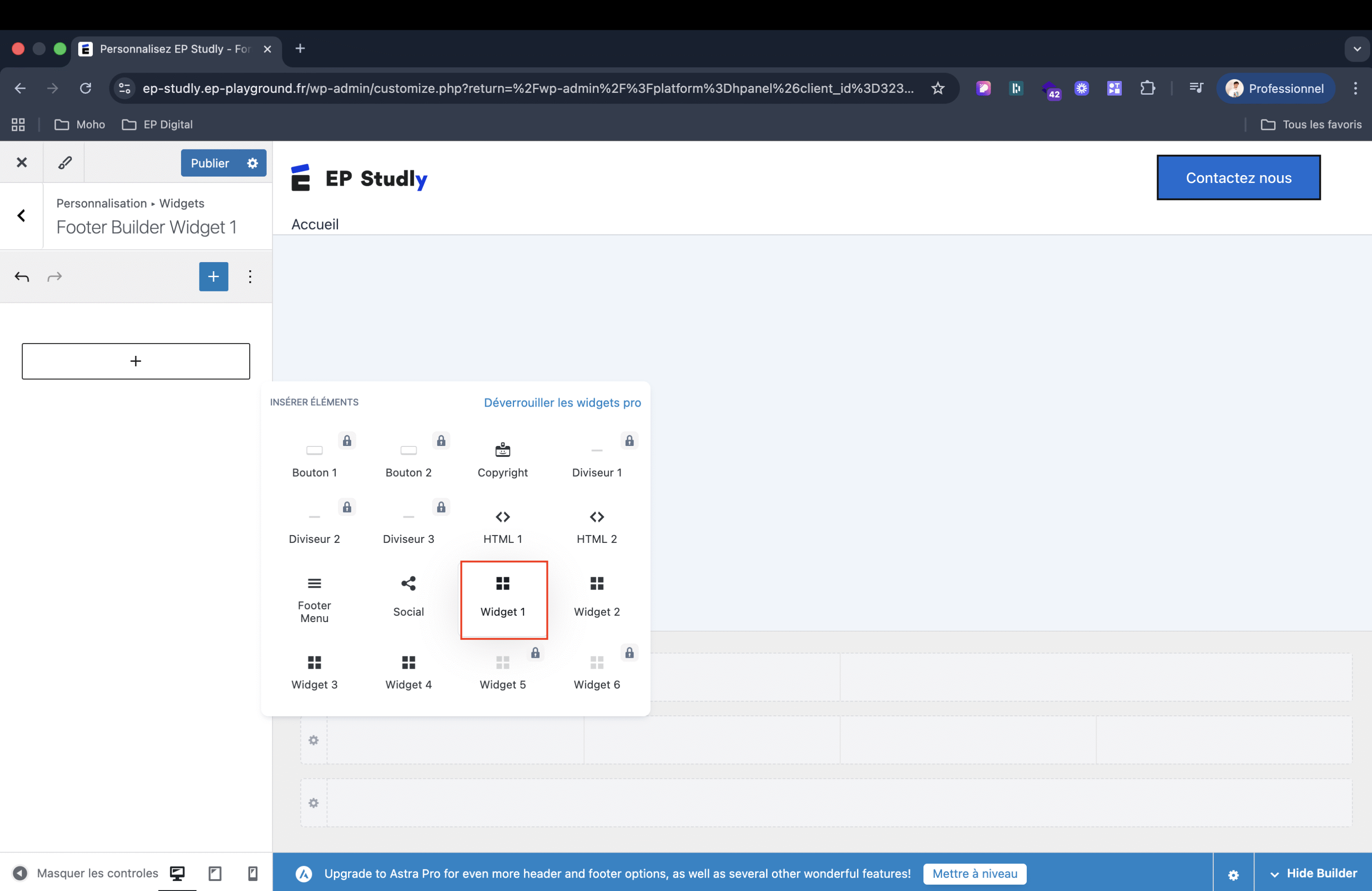 Ajouter le widget numéro 1 