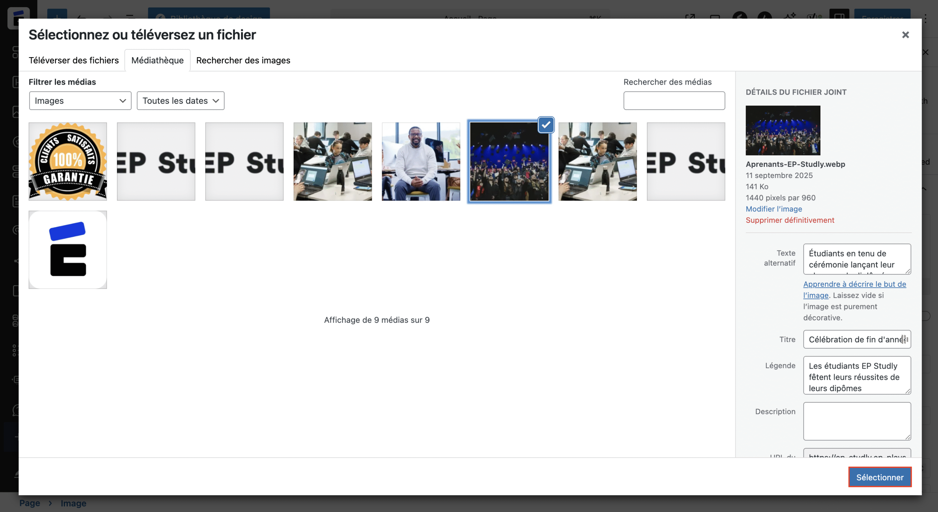 Sélectionner les images 
