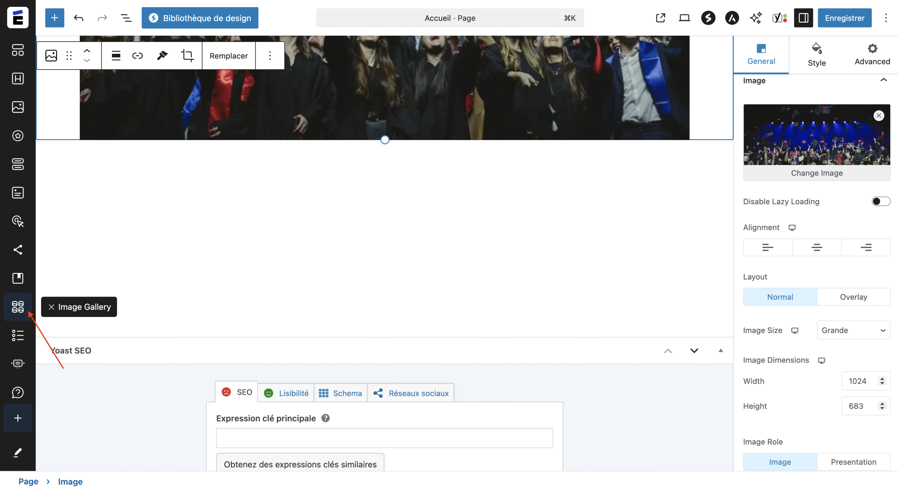 Ajouter une galerie wordpress