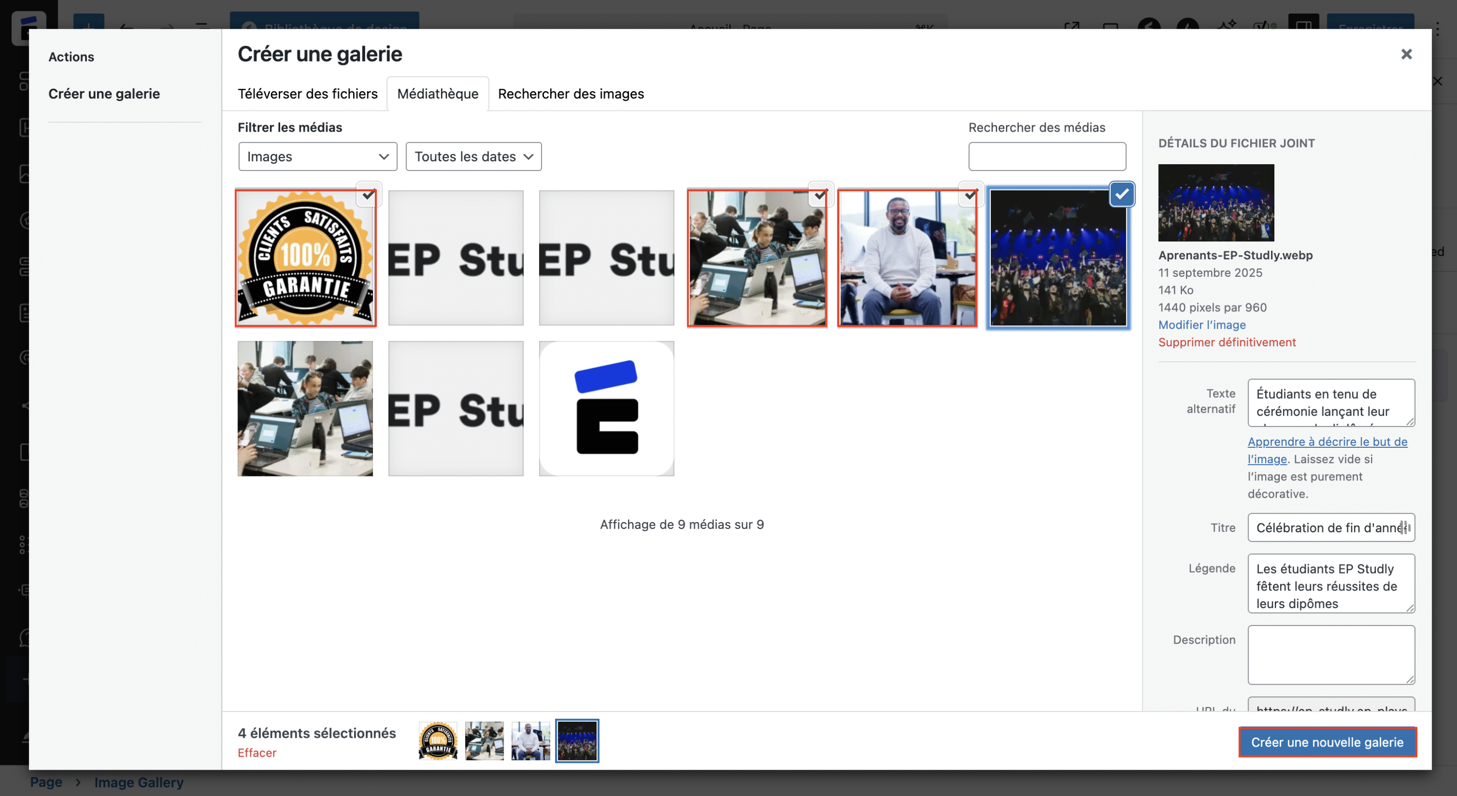 Sélectionner les images pour votre galerie 