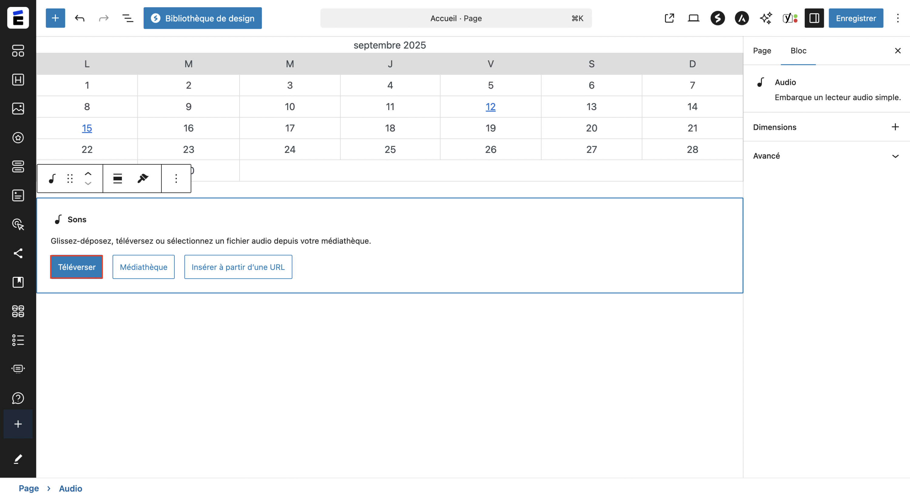 Sélectionner votre audio à partir de votre ordinateur 